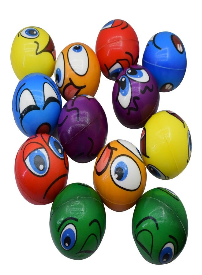 Asera 12 Pcs Multi Colored Printed Face Expression Soft Sponge Balls for Kids -Stress Relief Fun Indoor Outdoor Play Birthday Return Gift - Image 1